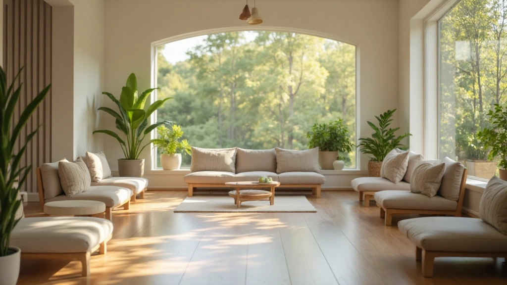 Modernes Wohlfahrtszentrum mit natürlichem Licht und meditativem Raum